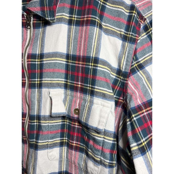 Chaps Shirt Men 1X Plaid Long Sleeve Full Zip Chest Pockets Casual Red White - Picture 4 of 9